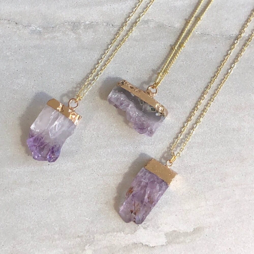 ❗️LAST❗️Raw Amethyst Slice Necklace - Picture 2 of 7